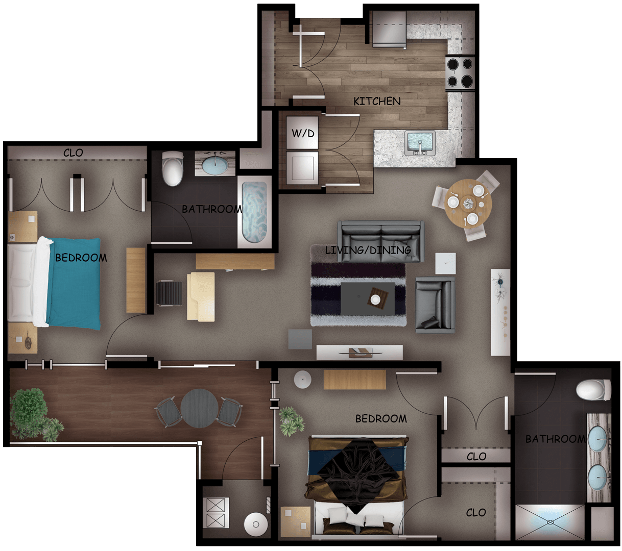 Luxury 2 bedroom floor plan in Secaucus, NJ apartment