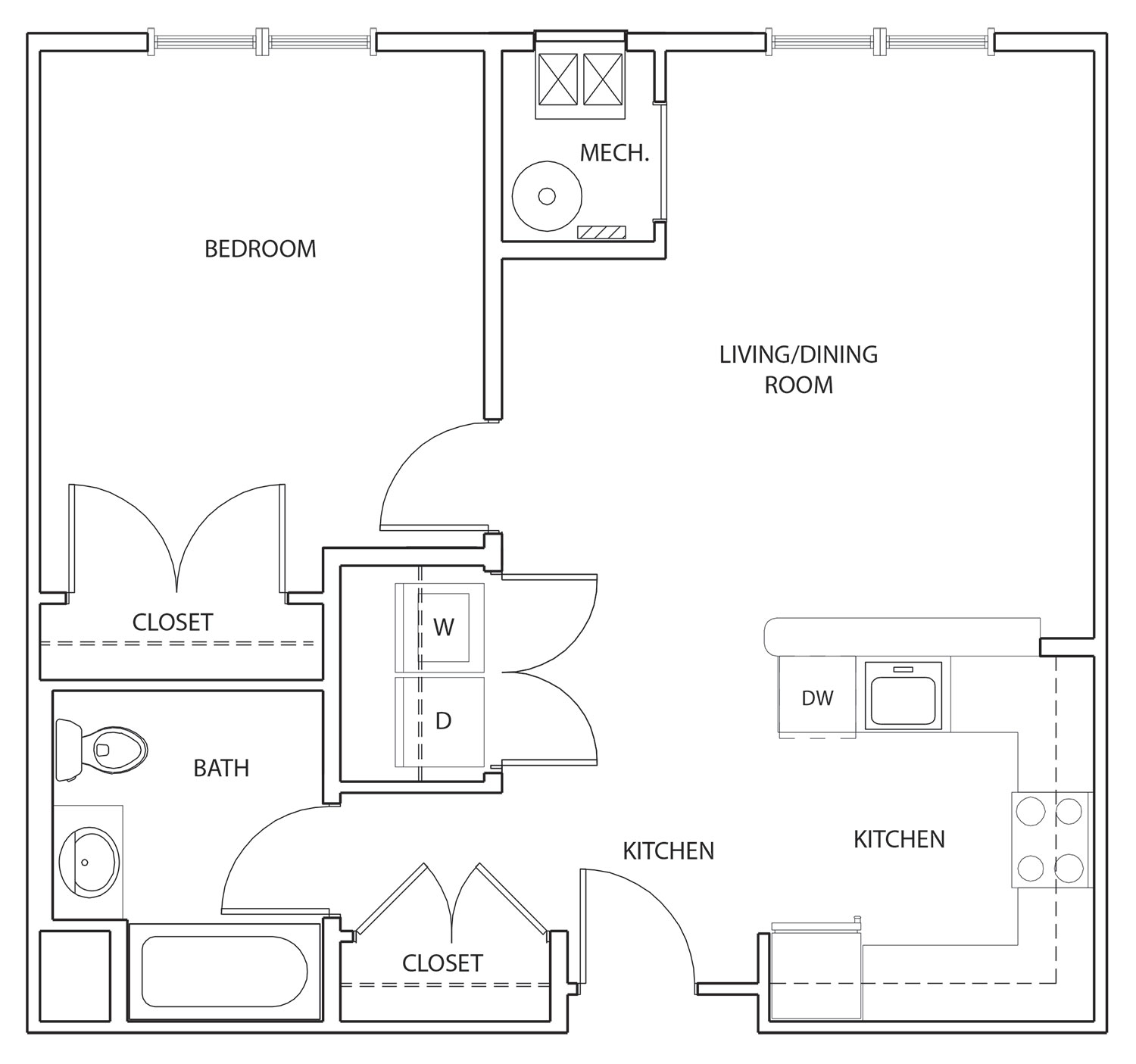 1 bedroom apartment floor plan in Seacuscus NJ