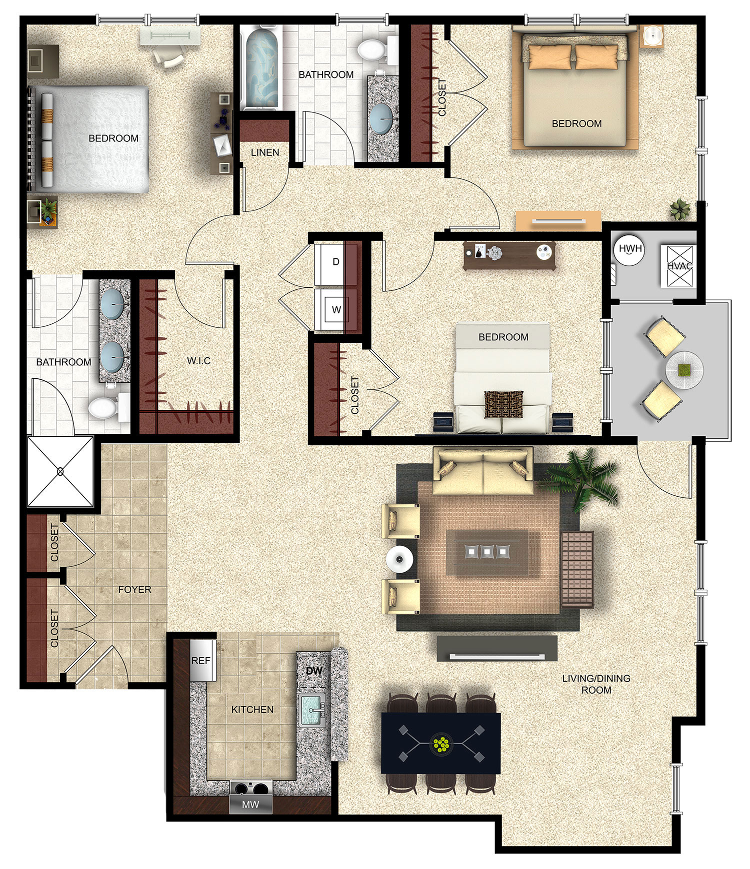 Soho 2, 3-bedroom floor plan at Helix at Xchange